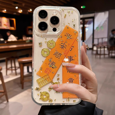 适用苹果17promax手机壳新款iphone16金箔平安顺遂16pro高级感15新年pm全包防摔14透明13硅胶12小众11女款por