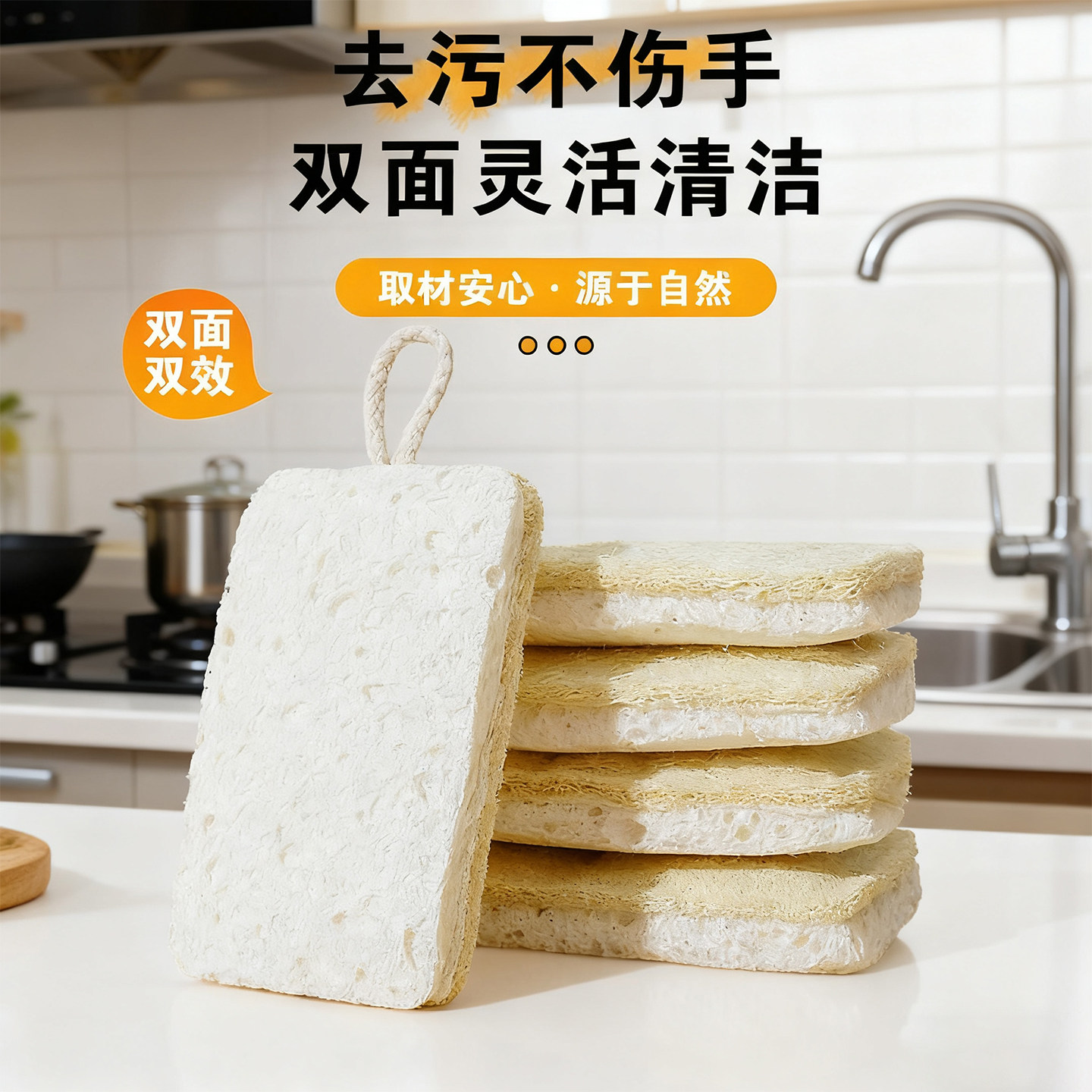 天然木浆棉丝瓜络洗碗布双层加厚