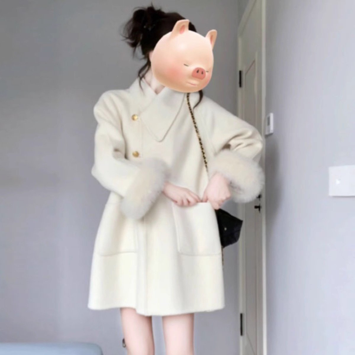 圣诞氛围感穿搭独特超好看小香风气质绿色收腰西装加厚外套女秋冬