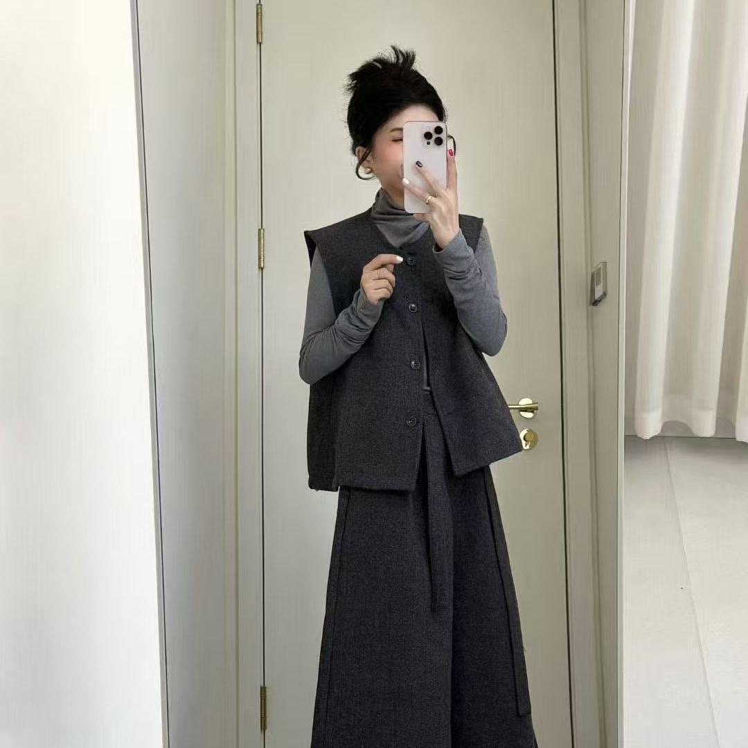 巨好看小香风毛呢套装裙女早秋高级感大方得体穿搭马甲三件套爆款