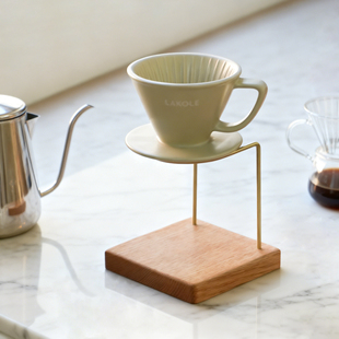 实木黄铜手冲咖啡支架滤杯架滴漏式 过滤架家用V60滤杯托原木杯架