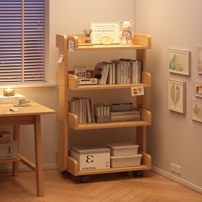 跨境实木书架落地置物架多层储物柜一体靠墙儿童绘本收纳架可