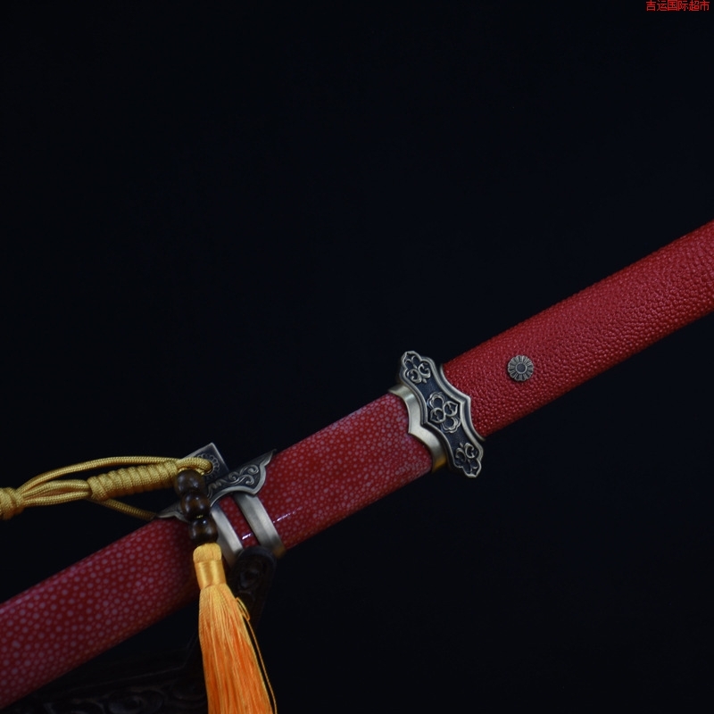 锻打刀剑T10烧刃鱼皮宝剑手工锻打工艺品唐横刀防身刀具未开刃