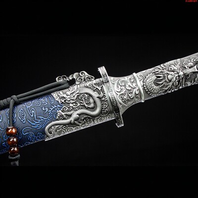 淬火刀剑高锰钢手工锻打唐横刀双手绣春直刀影视宝剑收藏未开刃