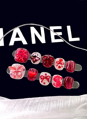 【儿童甲】新年发财·女童红色系穿戴甲3-12岁学生短款美甲可拆卸