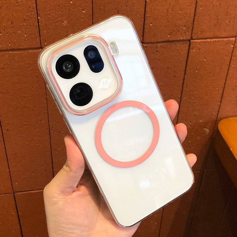 适用于oppofindx9pro手机壳磁吸新款findx8ultra透明超薄防摔findx9保护套全包findx8pro透彩ins风简约粉色