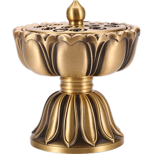 铜香炉家用室内仿古熏香炉高脚宝莲灯檀香沉香炉茶道盘香炉摆件