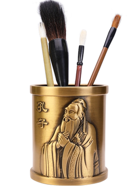 桌面书房笔筒黄铜商务