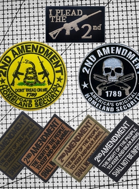 2ND AMENDMENT美国国土安全1789刺绣魔术贴臂章徽章 大号圆形包贴