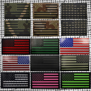 美国旗帜徽章IR反光魔术贴徽章战术头盔士气章军迷马甲装饰背包贴