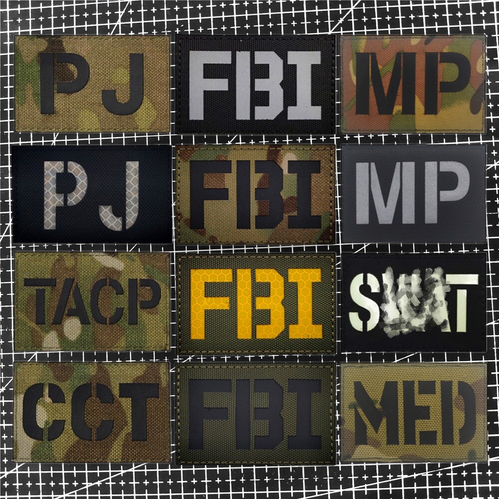 美国联邦fbi士气章迷彩魔术贴徽章 反光战术背心贴胸章夜光背包贴