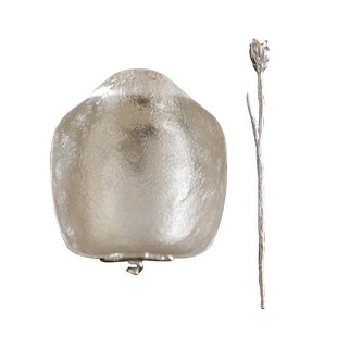 纯银时代 好柿成双茶则茶拨套组足银999手工茶道零配茶荷百搭送礼