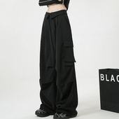 homme中性风 工装 春装 梨形身材显瘦ks休闲复古阔腿裤 美式 裤 子