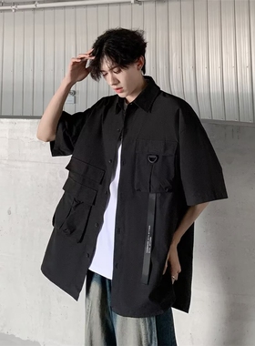 jm homme衬衫男士短袖韩版潮流高街帅气百搭2024夏季新款ins外套
