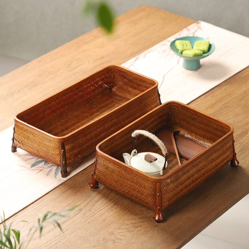 竹编水果篮茶收纳筐茶具收纳篮