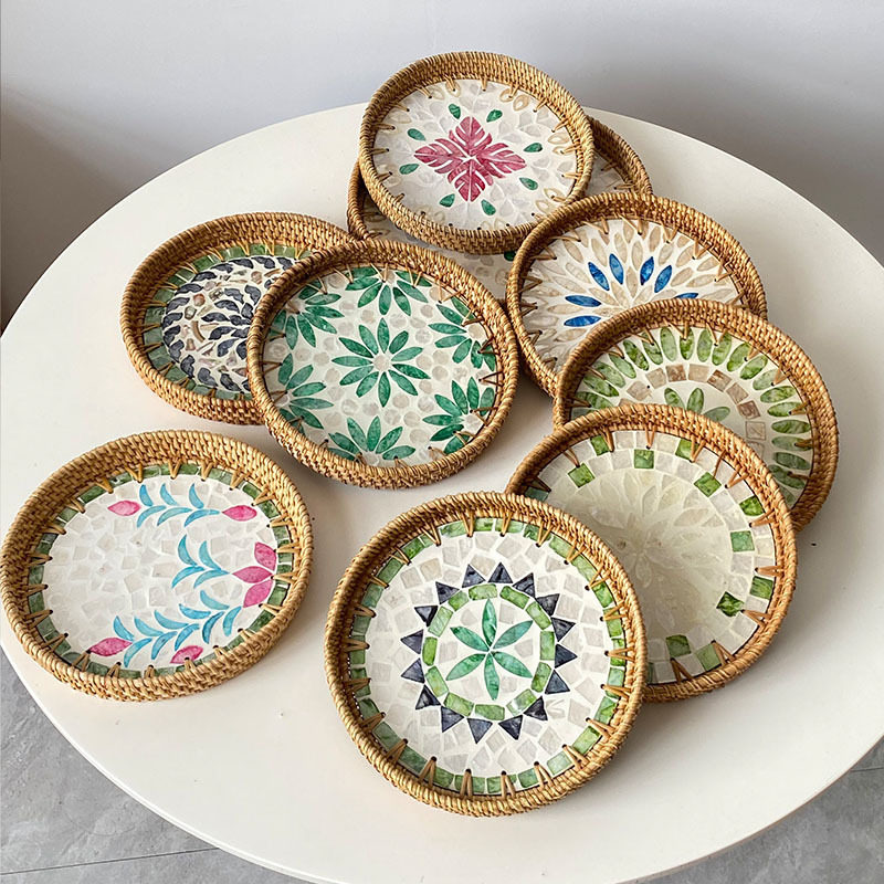 托盘天然贝藤编茶几收纳盘家用民宿桌面编织筐水果零售点心糖果盘,家居饰品,果盘/果篓,淘宝优惠券,粉丝福利购,淘宝优惠卷