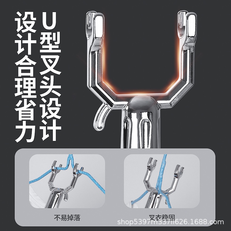 厂家直供不锈钢伸缩撑衣杆晾衣叉加粗晒衣架家用铝合金挂衣杆