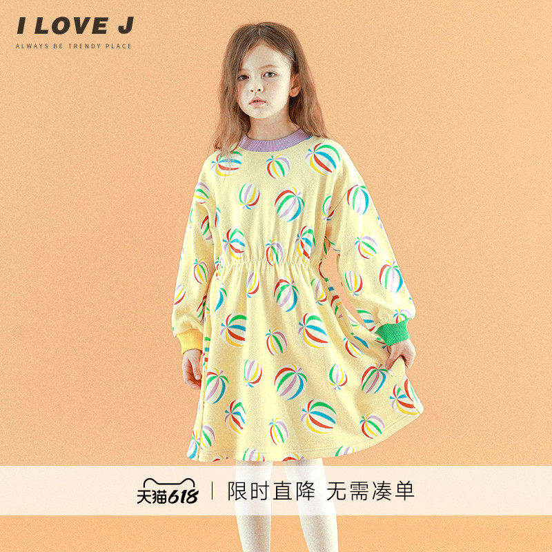 ILOVEJ童装彩色糖果连衣裙加厚儿童冬装保暖女童洋气裙子/JUWOP10