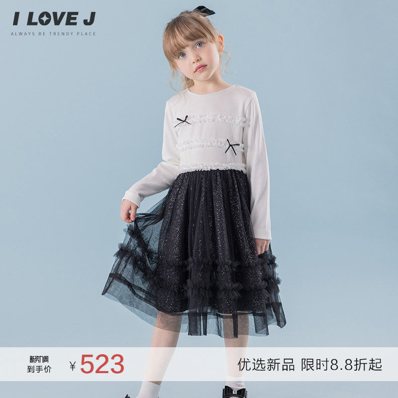 ILOVEJ韩国童装2026春新款女童黑天鹅网纱公主裙生日礼服/JYSOP16