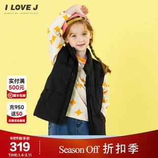 ILOVEJ童装春季男童女童黑色马甲儿童轻薄外套/JWFOU13