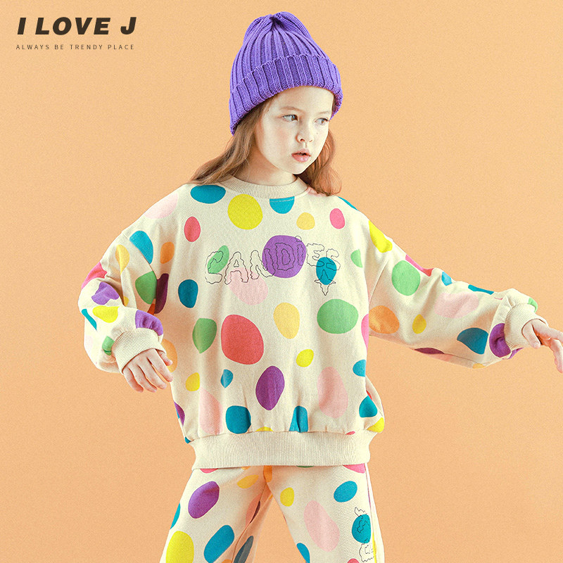 ILOVEJ童装彩色斑点卫衣T恤加厚儿童冬装洋气女童时髦上衣JUWTO30,童装/婴儿装/亲子装,卫衣/绒衫,淘宝优惠券,粉丝福利购,淘宝优惠卷