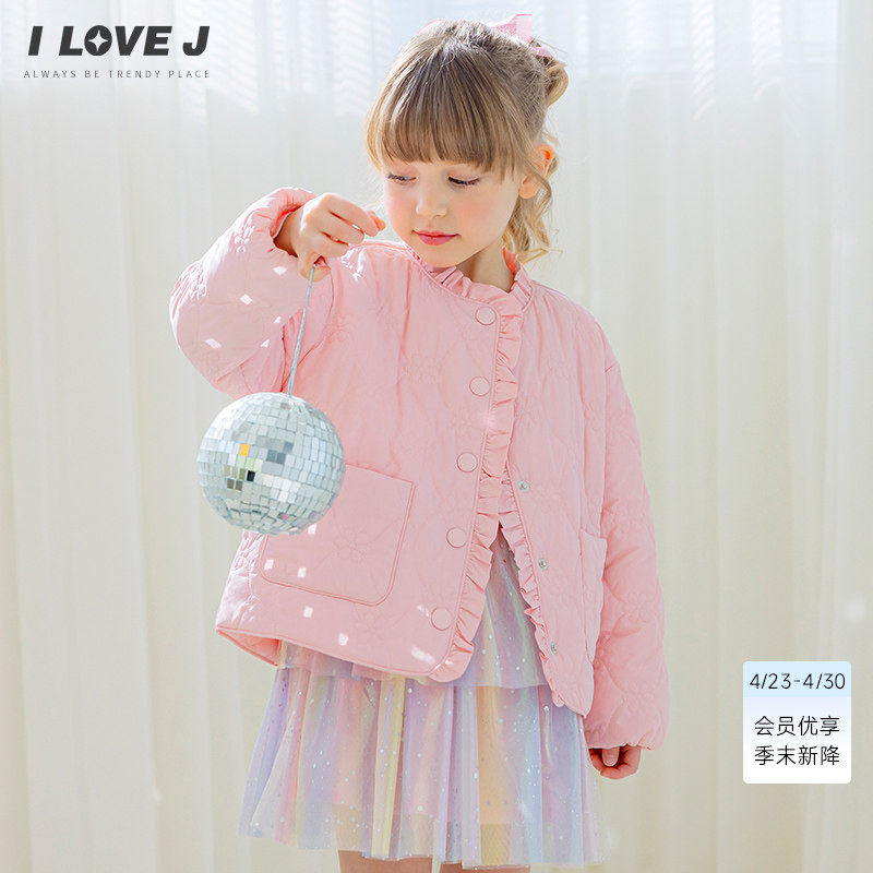 ILOVEJ韩国童装2026春新款韩系轻量棉服女童薄款夹棉外套/JYSOU17