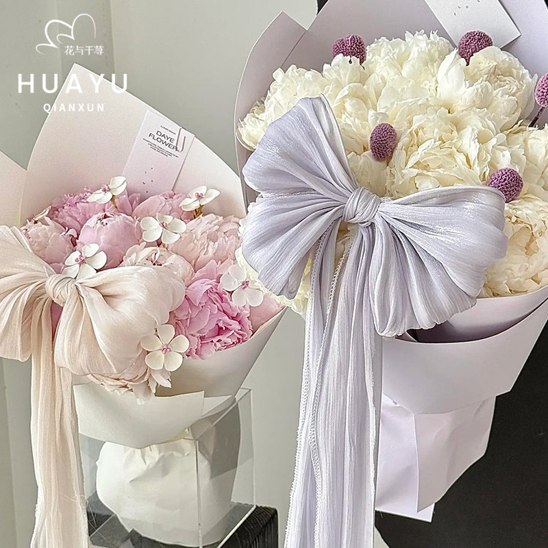 【母亲节新品】花艺千荨 雪缎布料鲜花花束diy氛围感蝴蝶结装饰,鲜花速递/花卉仿真/绿植园艺,花艺缎带,淘宝优惠券,粉丝福利购,淘宝优惠卷