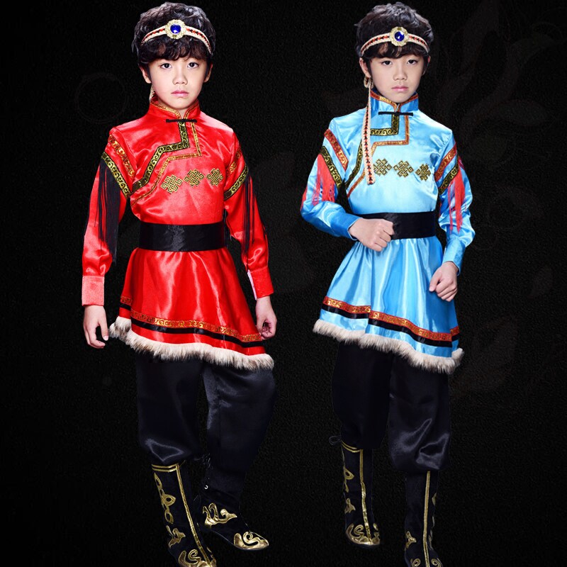 少数民族风蒙古演出男款舞蹈服图片