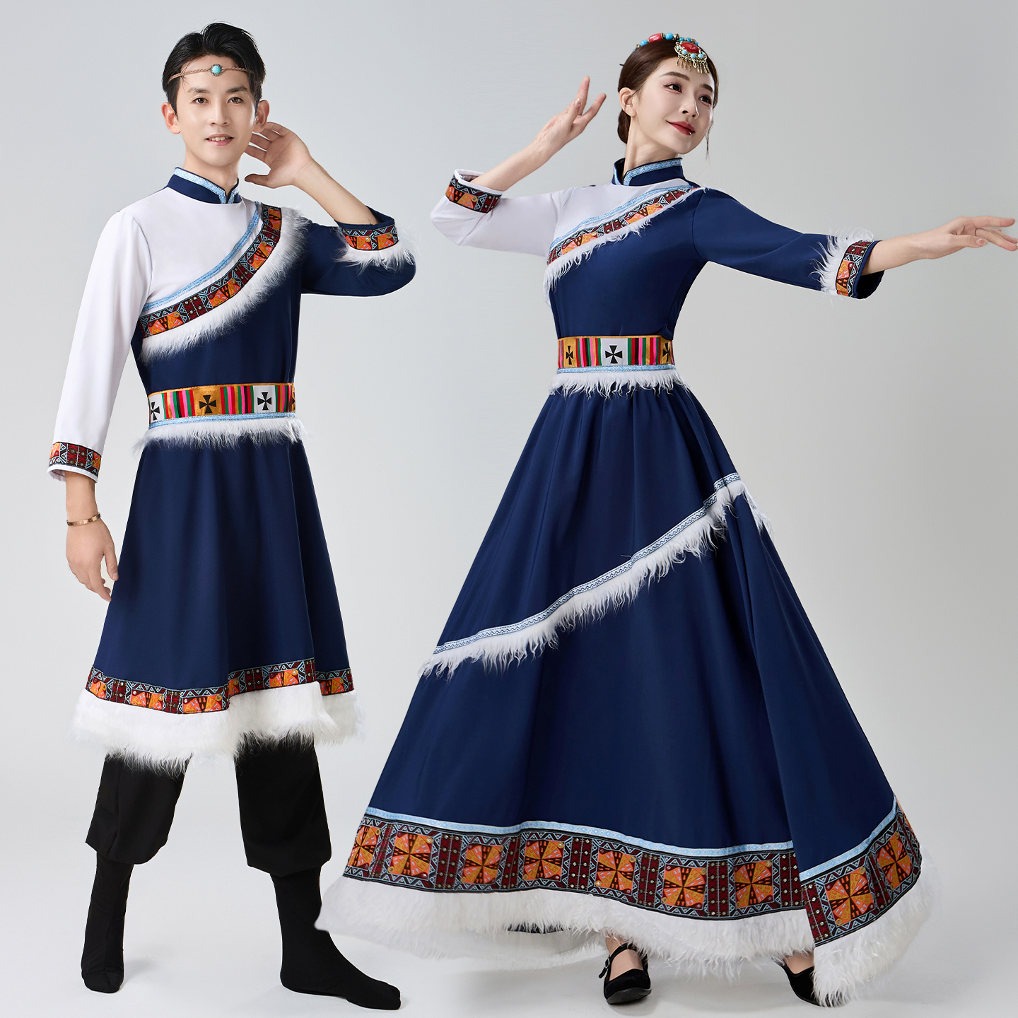 藏族舞蹈演出服装男女藏服表演服藏袍少数民族舞蹈服装