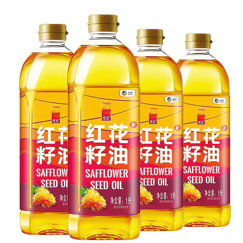 悦润 中粮红花籽油1lx4瓶 新疆红花籽油物理压榨一级食用油植物油