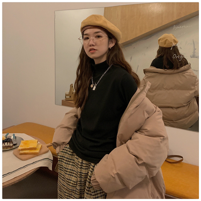 纯色德绒半高领打底衫女2025秋冬新款内搭长袖保暖阳离子修身上衣