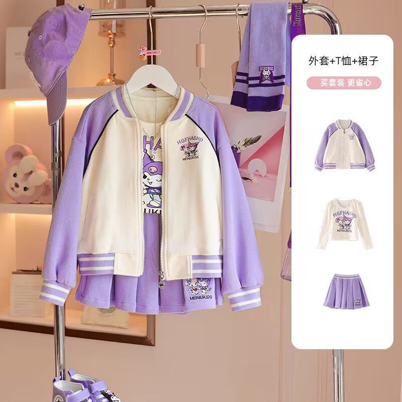 品牌专柜三件套女童棒球服学院风