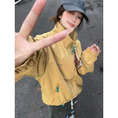 美式覆古立领冲锋衣外套