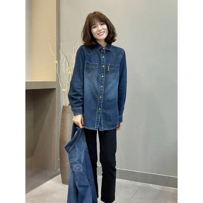长袖牛仔衬衫女2025春秋