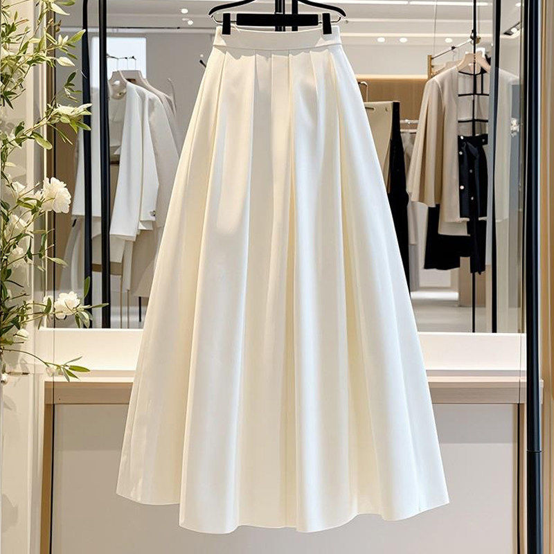 深圳南油高端大牌女装春季小个子气质垂坠感白色高腰a字半身裙女