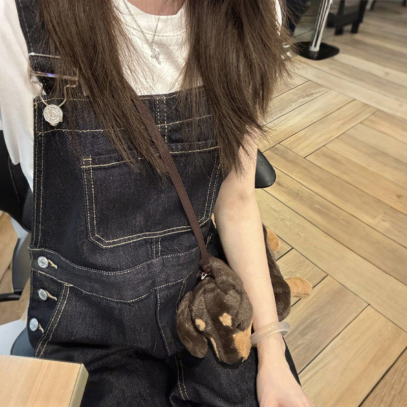 牛仔背带裤女2025新款小个子工装美式复古慵懒风宽松高腰直筒阔腿