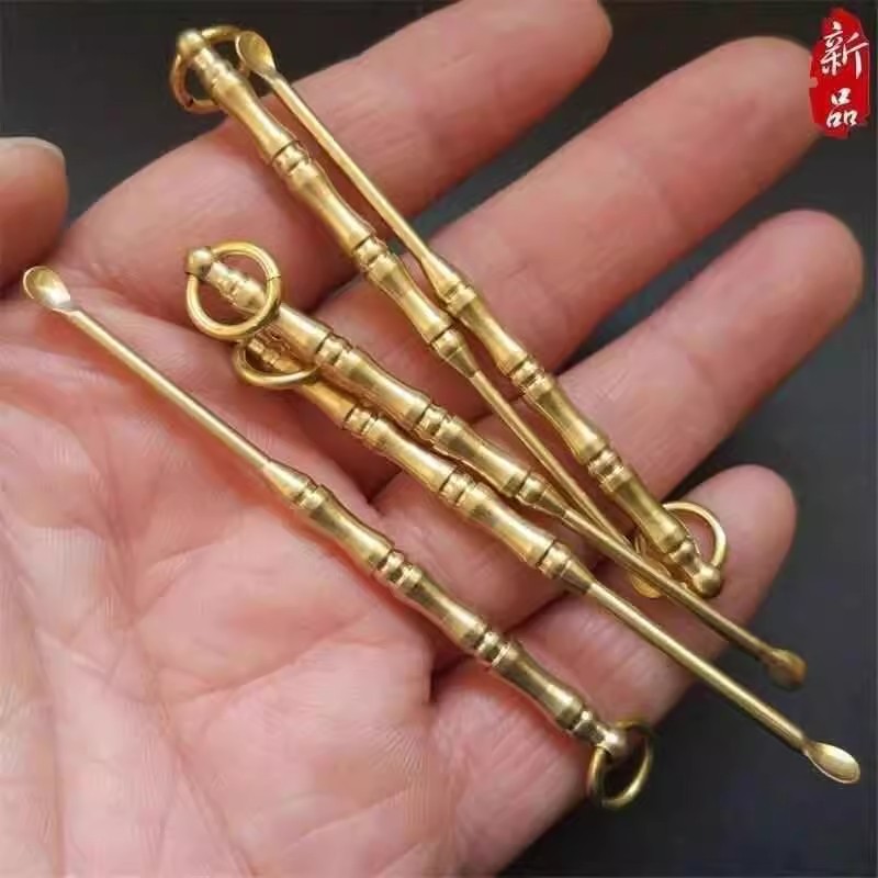 手工黄铜竹节老式耳勺