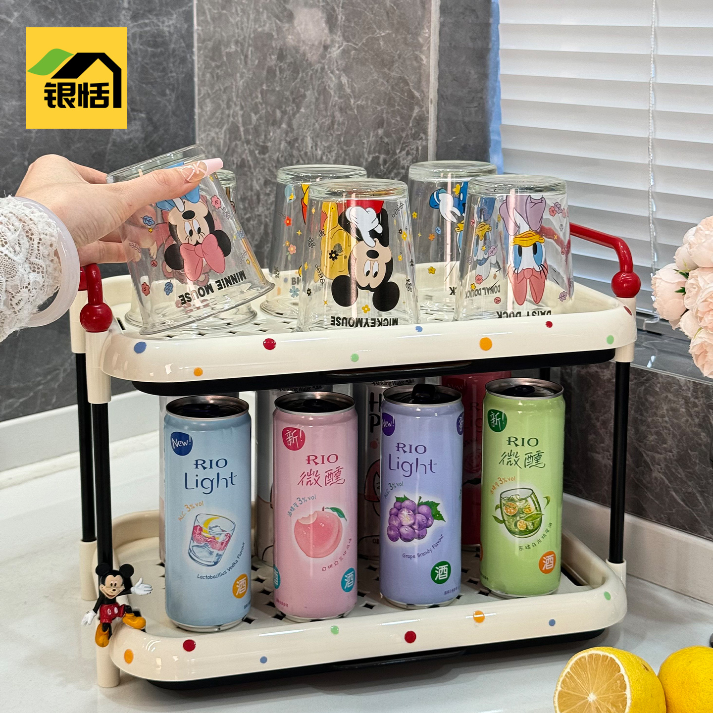 杯子置物架双层茶杯架茶具收纳层架沥水托盘家用桌面放水杯杯子