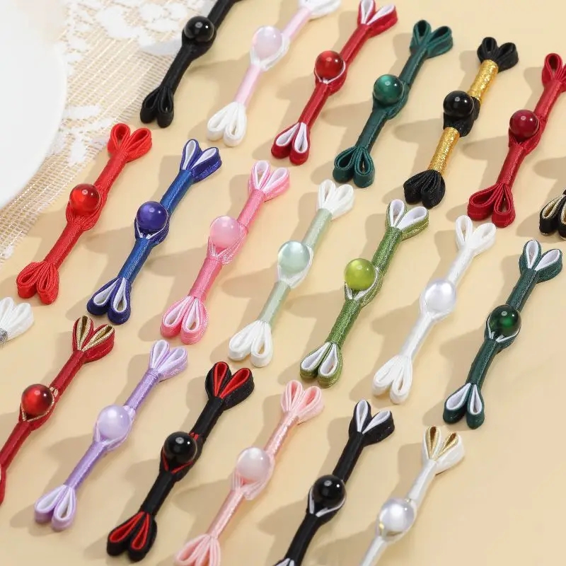 燕尾盘扣旗袍扣配件仿玉珠扣唐装中式一字扣复古纽扣中国风布盘扣