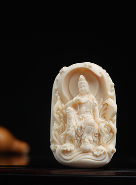 42号观自在鹿角根付猛犸雕刻文玩收藏配饰品吊坠项链手把挂件男女