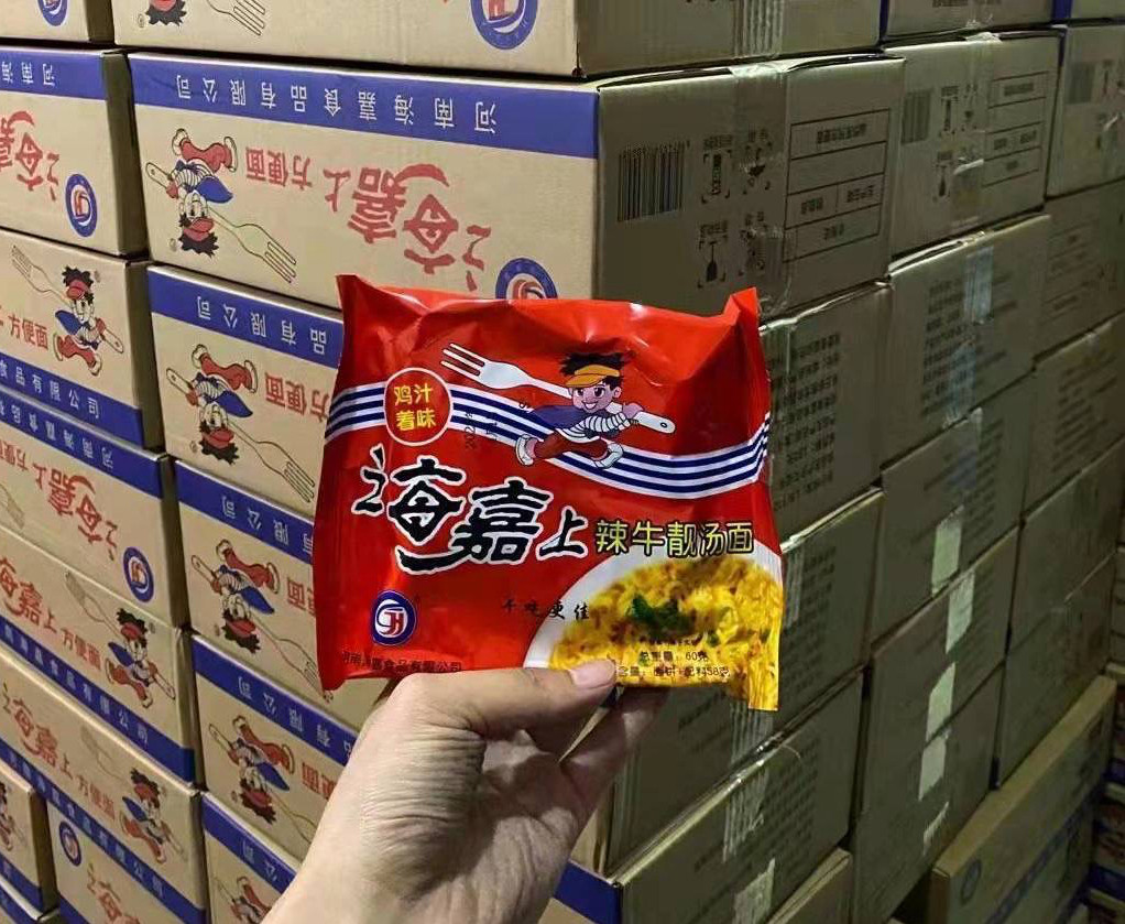 海嘉上方便面辣牛靓汤面干脆面干吃面泡面油炸型整箱包装怀旧零食