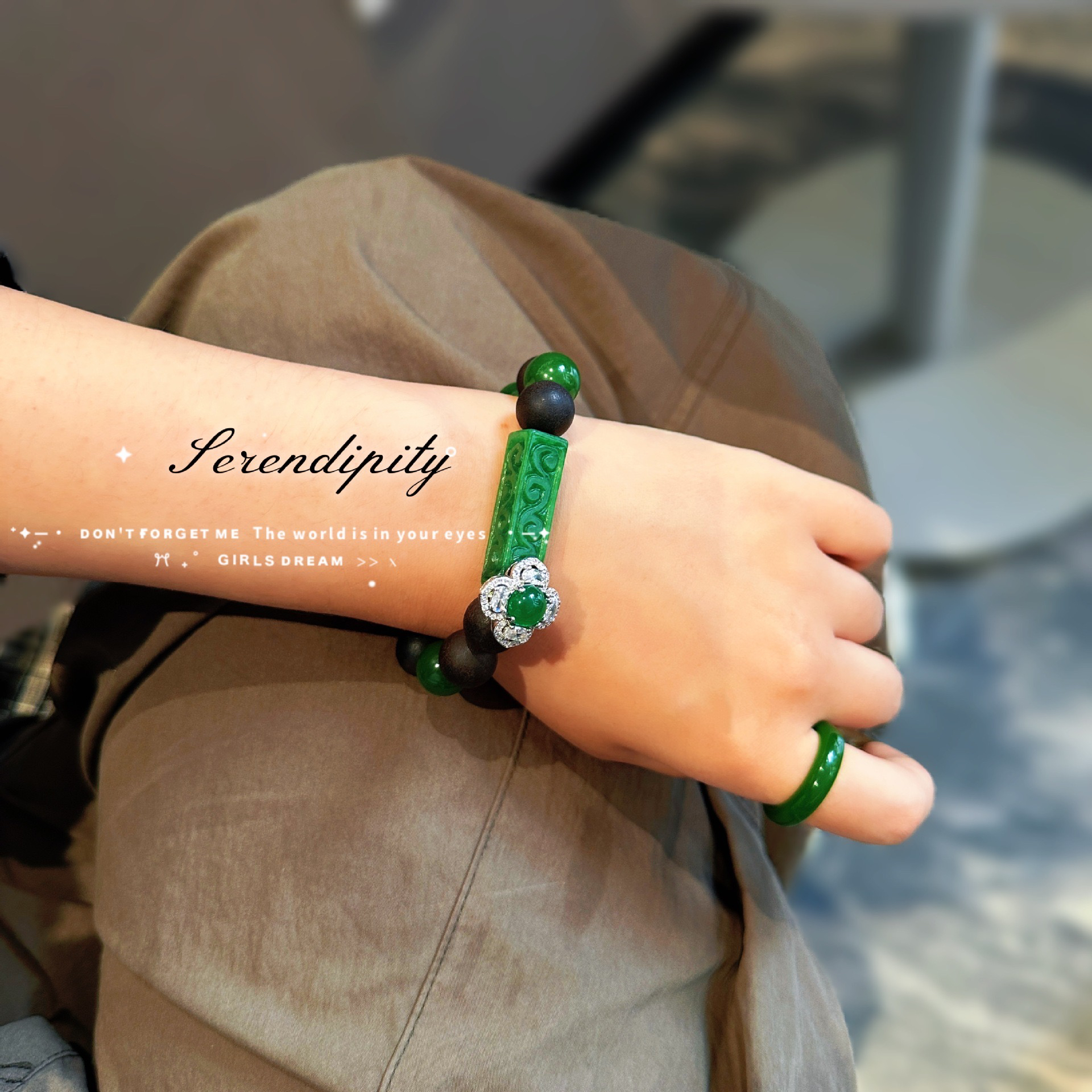 干青微镶花朵檀木手串经典古典气质精致设计独特风格显白时尚女