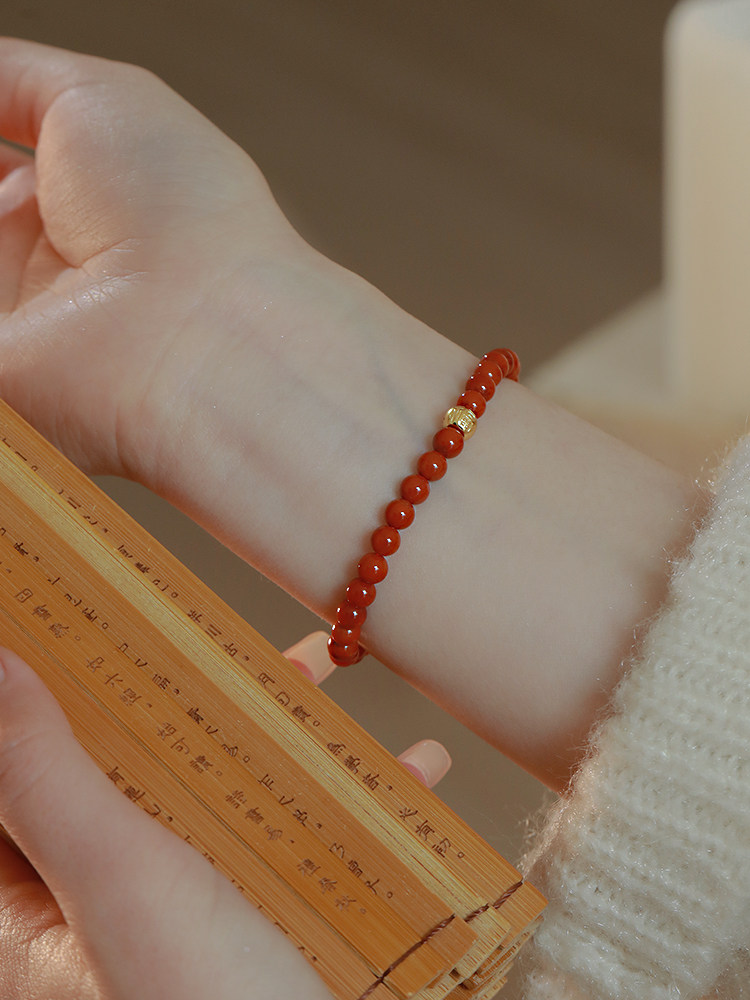 SUMOJEWEL LITTLE FORTUNE HETIAN JADE 국가 스타일 팔찌 라이트 럭셔리 남부 붉은 팔찌 새로운 중국 스타일 간단한 고대 스타일