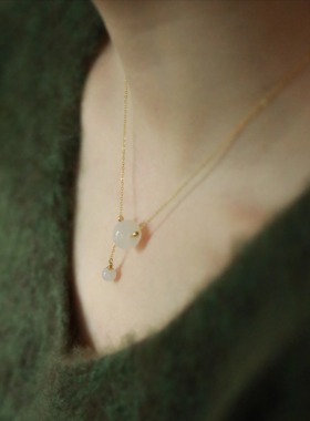 SUMOJEWEL《环佩》白色款新中式文艺风清新淡雅小墩子项链