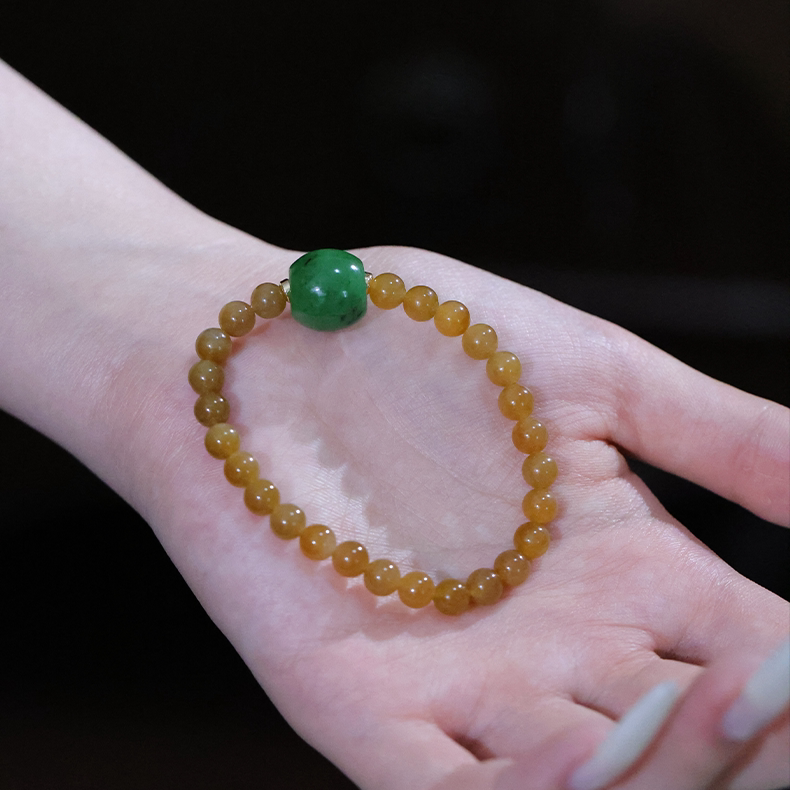 SUMOJEWEL《福气鼓鼓》新中式复古天然糖玉棕色系碧玉设计款手链