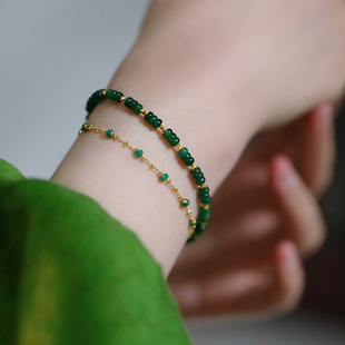 SUMOJEWEL《望春》新中式翡翠足金绿色系手链百搭时尚简约手串
