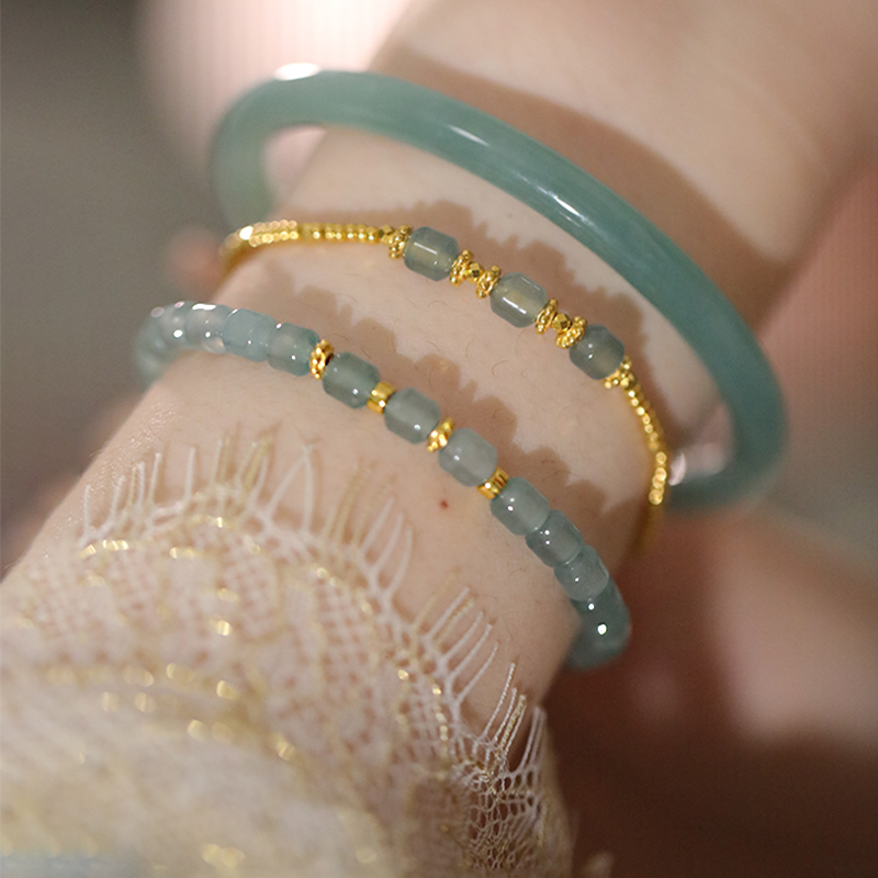 SUMOJEWEL女蓝水翡翠足金手链