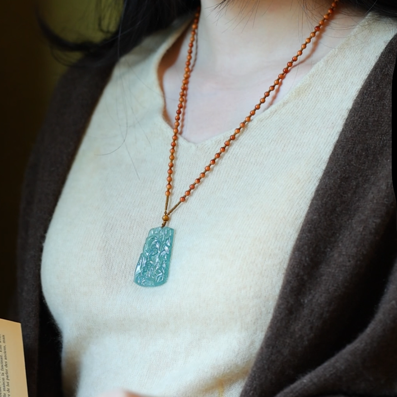 SUMOJEWEL《风起青烟》新中式复古文艺长款山水牌民族风项链