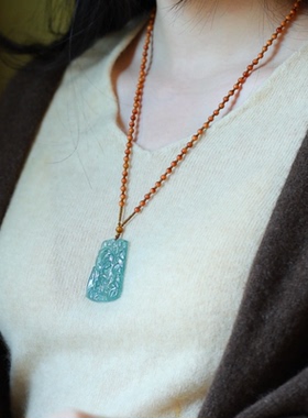 SUMOJEWEL《风起青烟》新中式复古文艺长款山水牌民族风项链