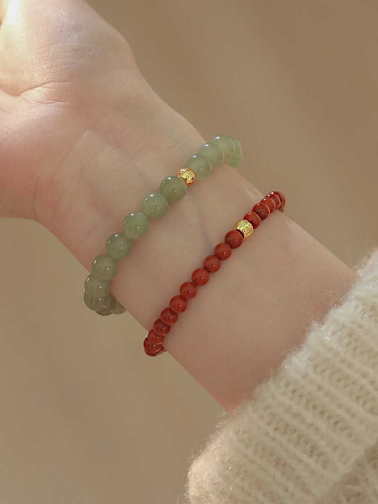 SUMOJEWEL LITTLE FORTUNE HETIAN JADE 국가 스타일 팔찌 라이트 럭셔리 남부 붉은 팔찌 새로운 중국 스타일 간단한 고대 스타일